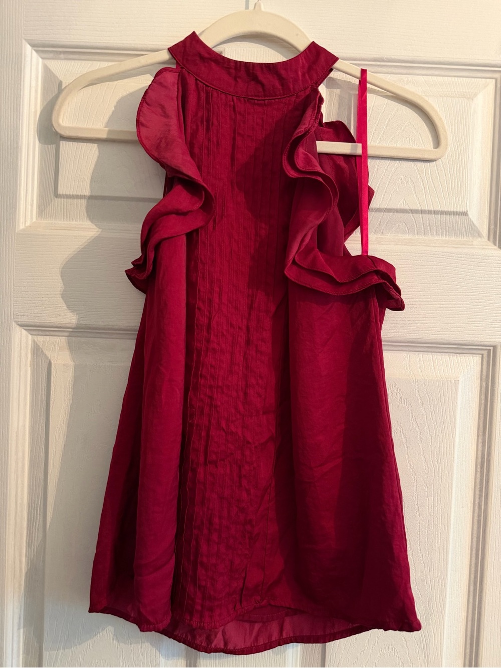 She + Sky small burgundy maroon red Ruffled Halter top